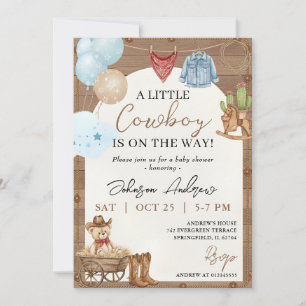 Personal Digital Little Cowboy Baby Shower Invitation