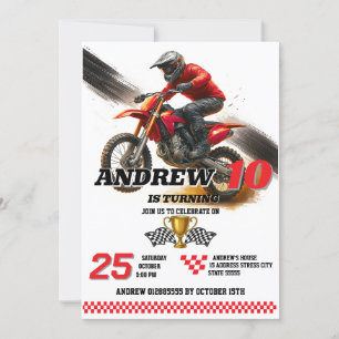 Personal Digital Motorbike Motocross Birthday Invitation