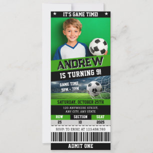 Personal Digital Soccer Ticket Birthday Invitation