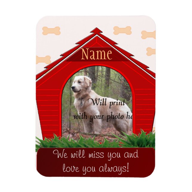 Personal Dog Memorial - Red Dog House Magnet (Vertical)