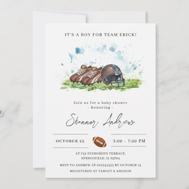 Personal Elegant Football American Baby Shower Invitation (Front)