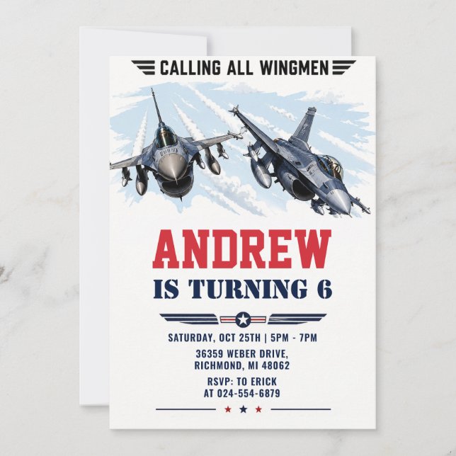 Personal Fighter Air force Birthday party Invitation (Front)