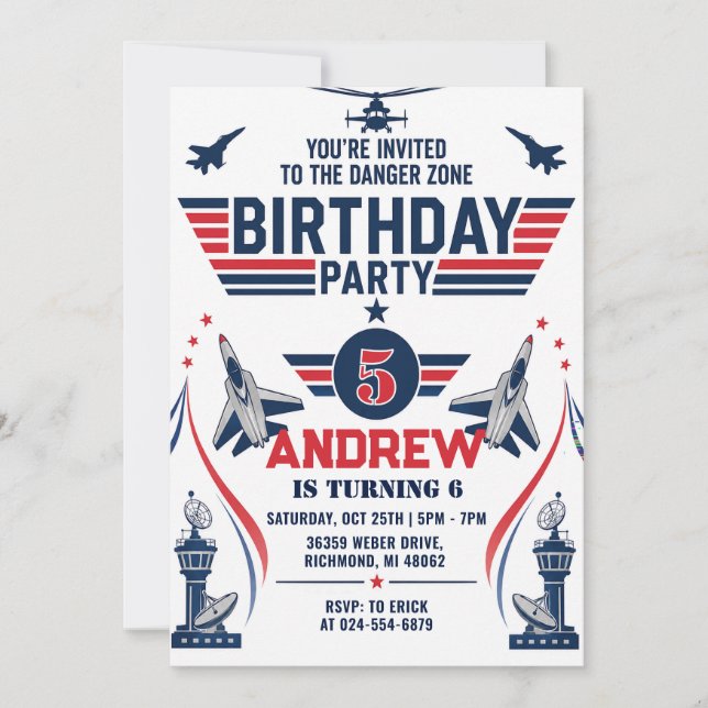 Personal Fighter Pilot Birthday party Invitation (Front)