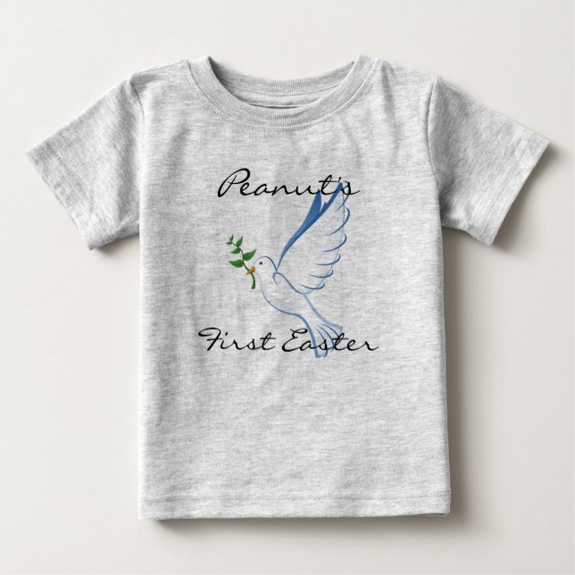 Personal First Easter Dove of Peace Baby Tee (Front)