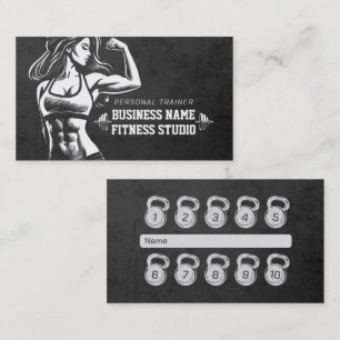 Personal Fitness Trainer Loyalty Punch Kettlebell Business Card