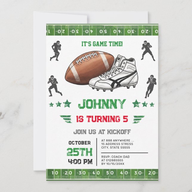 Personal Football Birthday Invitation (Front)