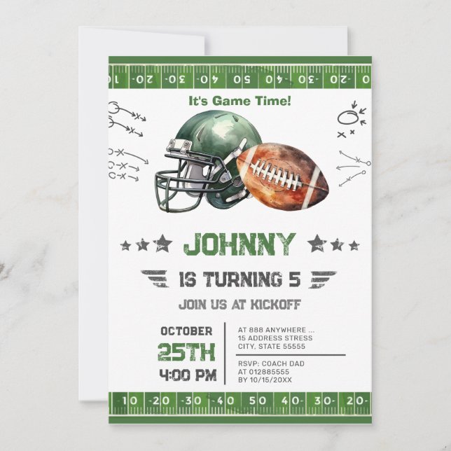 Personal Football Birthday Invitation (Front)