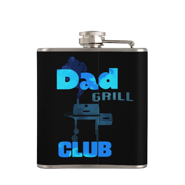Personal Gift For Grilling Dad Vinyl Wrap Hip Flask (Back)