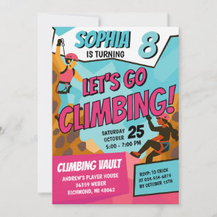 Personal Girls Rock Climbing Birthday Invitation