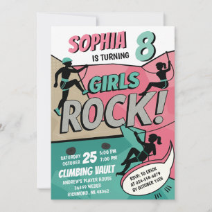 Personal Girls Rock Climbing Birthday Invitation