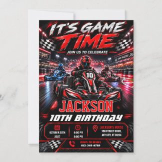 Personal Go Kart Birthday invitation