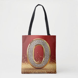 Personal Gold Glitter Letter O Monogram Initial Tote Bag
