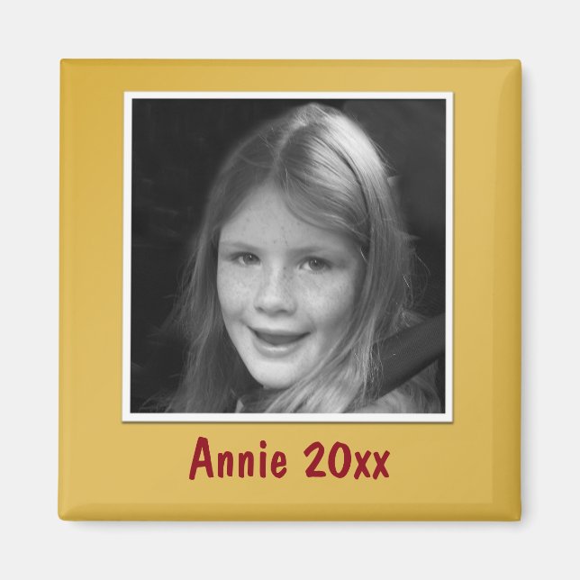 Personal Golden Greeting Custom Photo and Text Magnet (Front)