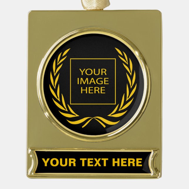 Personal Golden Laurel Wreath Gold Plated Banner Ornament (Front)