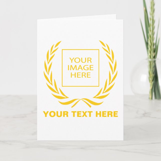 Personal Golden Laurel Wreath Holiday Card (Front)