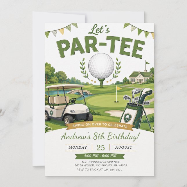 Personal Golf Birthday Invitation (Front)