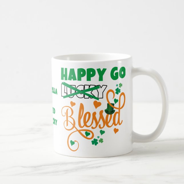Personal HAPPY GO Lucky BLESSED St Patrick's Day Coffee Mug (Right)