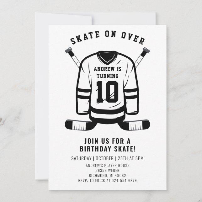 Personal Hockey Theme Birthday Party Invitation (Front)
