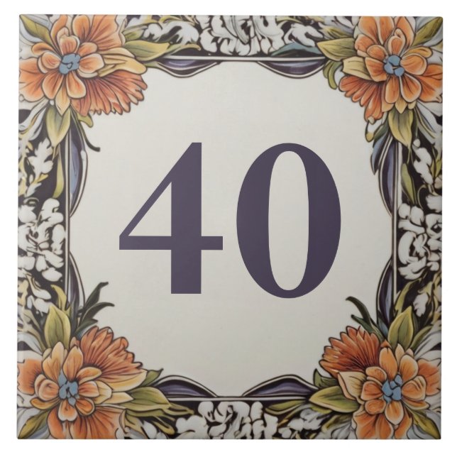 Personal House Number Plate Hawaii Floral Plaque Tile (Front)
