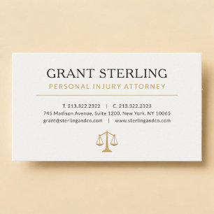Personal Injury Attorney Neutral Beige Gold Business Card