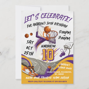 Personal kid Basketball Birthday  Invitation