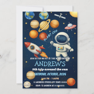 Personal Kids Outer Space Astronaut Birthday Invitation