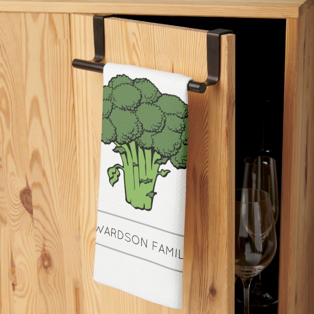 Personal kitchen Garden vegetables BROCCOLI Tea Towel (Thirds Fold)