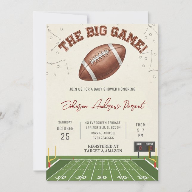 Personal Little Baby Boy Football Baby Shower Invitation (Front)
