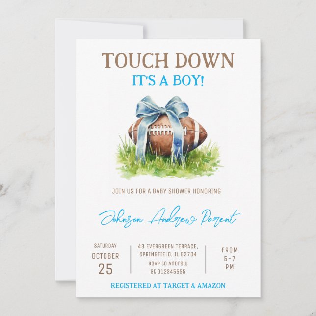 Personal Little Baby Boy Football Baby Shower Invitation (Front)