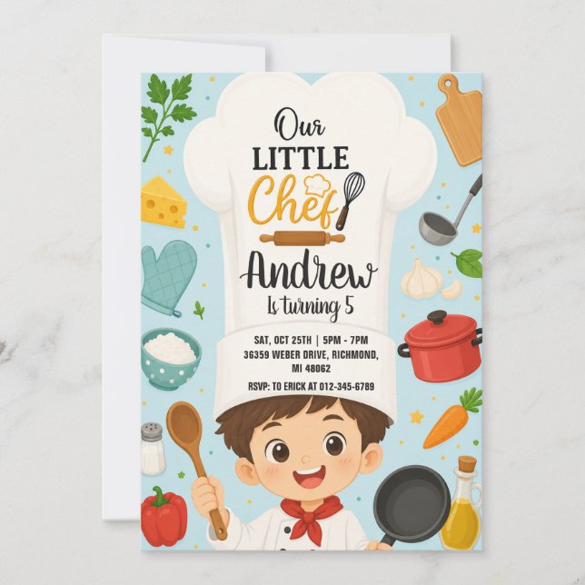 Personal Little Chef Birthday Invitation (Front)