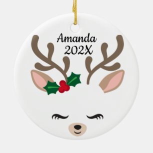 Personal Little Reindeer Ceramic Tree Decoration
