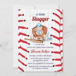 Personal Little Slugger Baseball Baby Shower Invitation