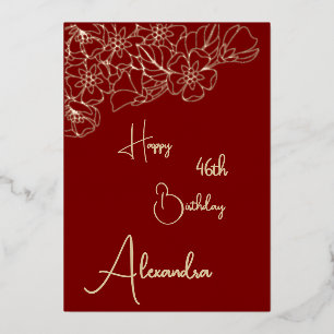 Personal Maroon & Gold Named & Aged Birthday Card