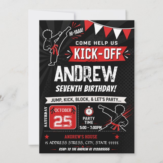 Personal Martial Arts Karate birthday Invitation (Front)