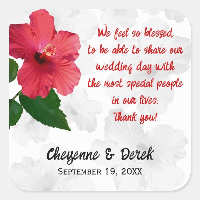 Personal Message Hibiscus Favour Labels (Front)