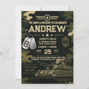 Personal Military birthday Party for boy Invitation