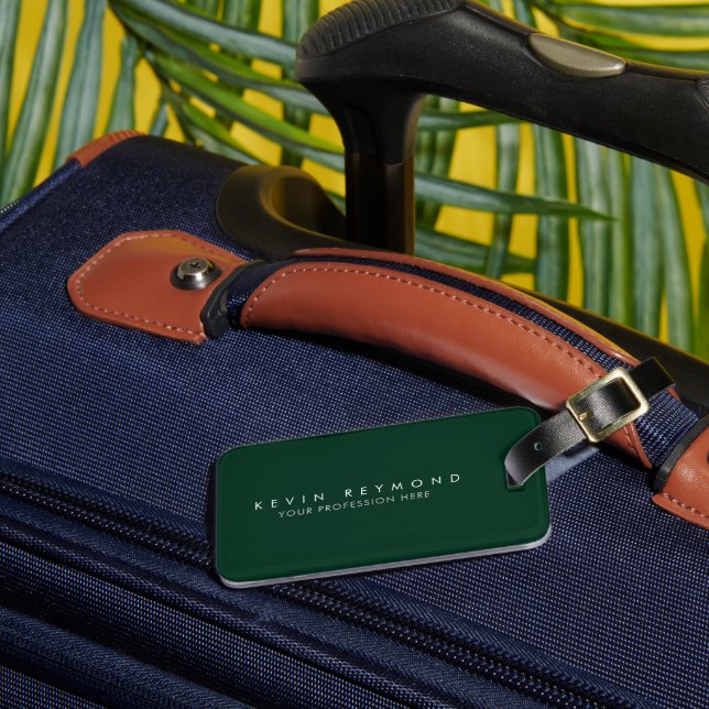 Personal Minimal Basic Simple Professional Green Luggage Tag (Front Insitu 3)