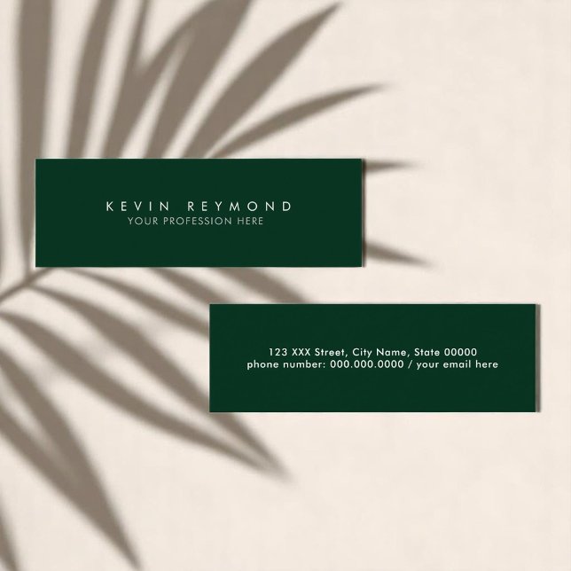Personal Minimal Basic Simple Professional Green Mini Business Card (Creator Uploaded)