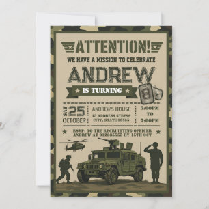 Personal modern Army Birthday for boy Invitation