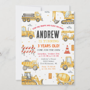 Personal Modern Birthday Party Construction Invitation