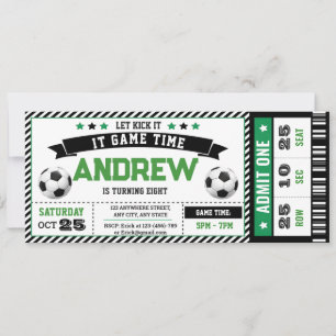 Personal modern boy Soccer Ticket Birthday Party  Invitation