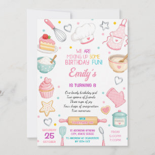 Personal modern Girl Chef Birthday Invitation