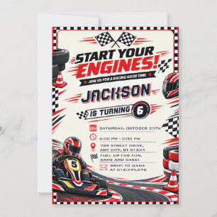 Personal Modern Go Kart Birthday party Invitation