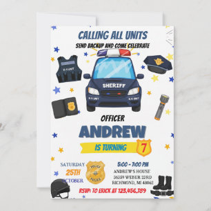 Personal Modern Kid Police officer Birthday Party Invitation
