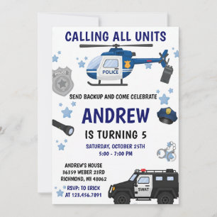 Personal Modern police birthday invitation