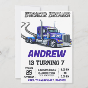 Personal modern Semi Truck birthday Invitation