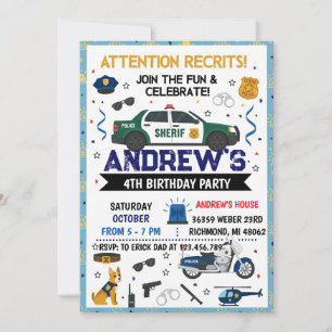 Personal Modern Sheriff Police Birthday party Invitation