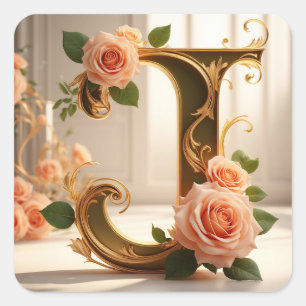 🌷 Personal Monogram Letter J Wedding Decor 🌼 Square Sticker