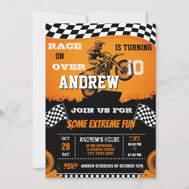 Personal Motocross Dirt Bike for boy Birthday Invitation (Front)