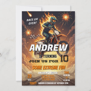 Personal Motocross Dirt Biker boy Birthday party Invitation